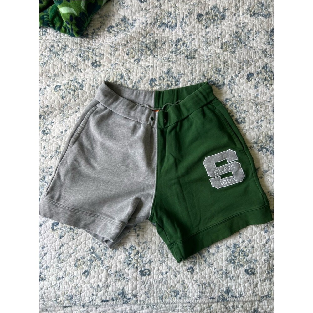 SLAM Men’s Two-Tone Retro Green & Gray Sweatshorts